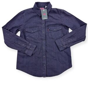 Levi's Shirt‎ Black Men's Small Purple Denim Pearl Snap Button Western NWT